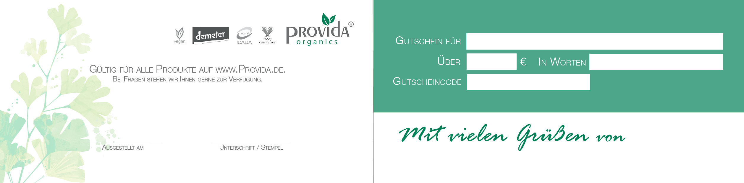 Geschenkgutschein per Post 30€